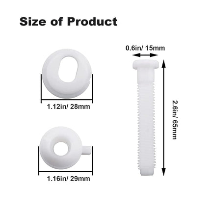 Toilet Seat Hinge Bolt Screw, 4 PCS Universal Plastic Downlock Nuts Toilet Seat Hinge Bolts Replacement Parts for Fixing Top Mount Toilet Seat Hinges