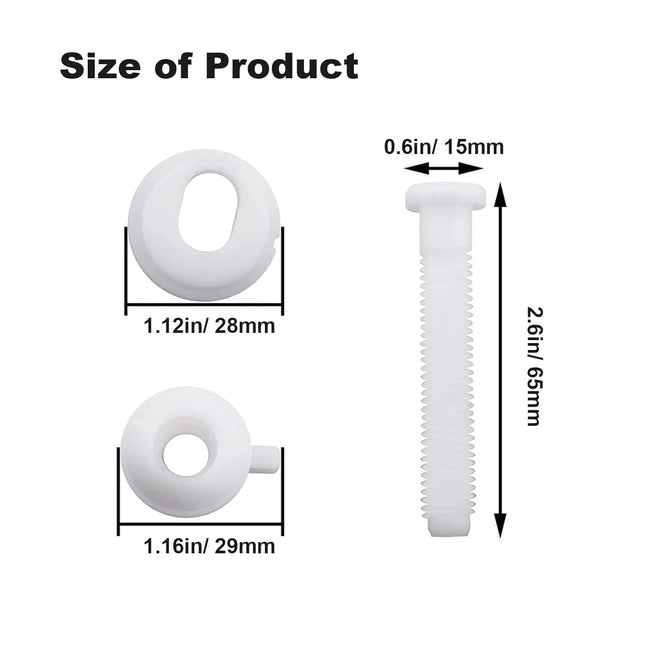 Toilet Seat Hinge Bolt Screw 4 PCS Universal Plastic Downlock Nuts Toilet Seat Hinge Bolts Replacement – product detail