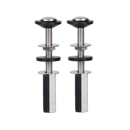 Toilet Tank to Bowl Bolt Kits, 2 Pack Toilet Bolt Kit for Tank Heavy Duty Washers and Round Cover Caps with Extra Long Nut Screw (Silver)