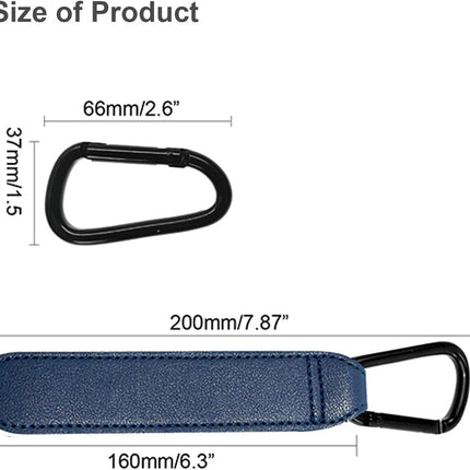 Baby Stroller Hooks, 2 PCS Leather Heavy Duty Mommy Hook with Adjustable Strap for Hanging Diaper Bag, Stroller Organizer, Groceries on Buggy Pushchair (Black)