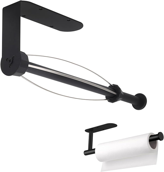 Paper Towel Holder Under Cabinet Self Adhesive or Drilling Wall Mount Stainless Steel Paper Towel Rack for