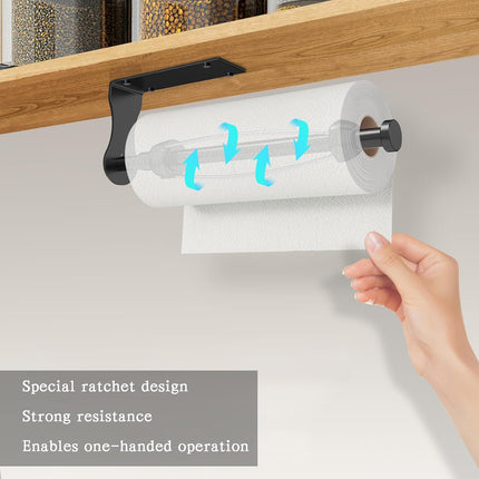 Paper Towel Holder Under Cabinet, Self Adhesive or Drilling, Wall Mount Stainless Steel Paper Towel Rack for Kitchen Toilet Bathroom