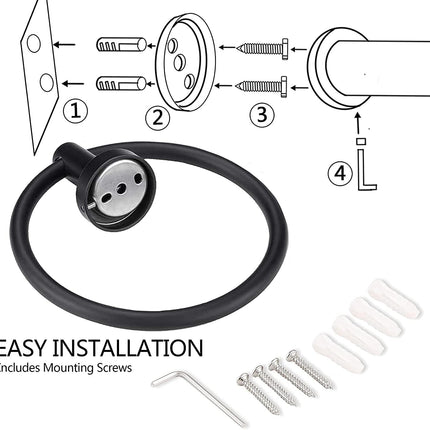 Hand Towel Ring, 304 Stainless Steel Towel Ring Hanging Round for Bathroom and Kitchen