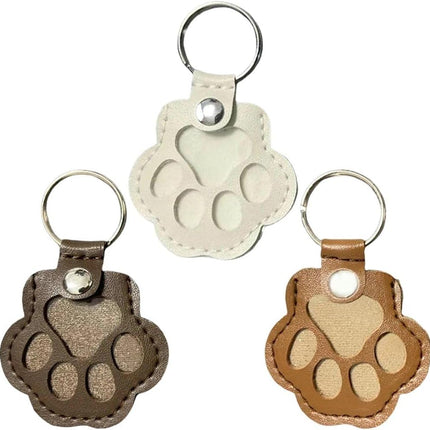 Pet Hair Storage Bag 3pcs Leather Cat Paw Keychain Portable Pet Hair Memorial Keepsake Keyring for Pet Commemorative