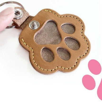 Pet Hair Storage Bag 3pcs Leather Cat Paw Keychain Portable Pet Hair Memorial Keepsake Keyring for Pet Commemorative