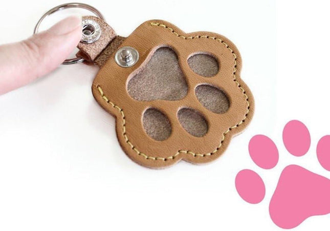 Pet Hair Storage Bag 3pcs Leather Cat Paw Keychain Portable Pet Hair Memorial Keepsake Keyring for Pet – product detail
