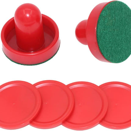 Air Hockey Pushers & Pucks Set, 60mm Mini Goal Handles Paddles Replacement Accessories for Game Tables - Red As Shown