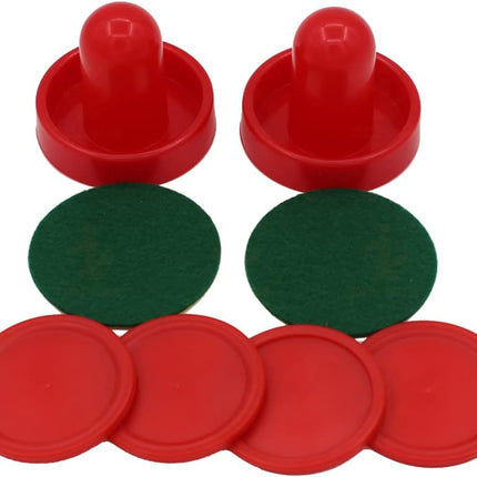 Air Hockey Pushers & Pucks Set, 60mm Mini Goal Handles Paddles Replacement Accessories for Game Tables - Red As Shown