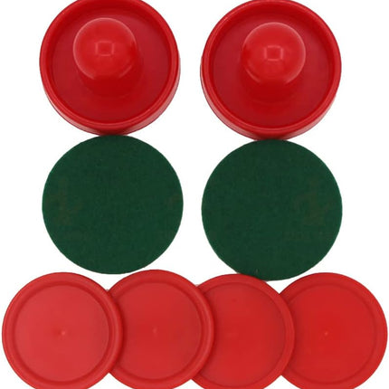 Air Hockey Pushers & Pucks Set, 60mm Mini Goal Handles Paddles Replacement Accessories for Game Tables - Red As Shown