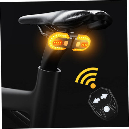 Bike Turn Signals Waterproof Remote Control 5 Mode Bike Tail Light with Right & Left Light 600mAh 30lm USB Rechargeable Yellow & Red LED Rear Bike Light for Night Riding Bike Brake Light
