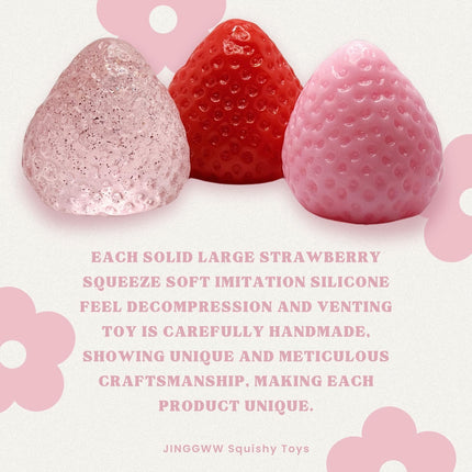 Taba Squishy Strawberry, Strawberry Taba Squishy Toys, Handmade Taba Squishy Clear Stress Relieving for Adults Office School (1 Fine Glitter)