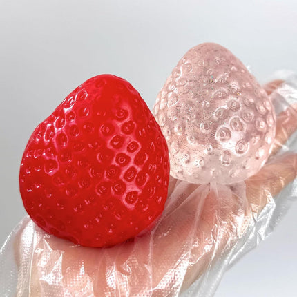 Taba Squishy Strawberry, Strawberry Taba Squishy Toys, Handmade Taba Squishy Clear Stress Relieving for Adults Office School (1 Fine Glitter)