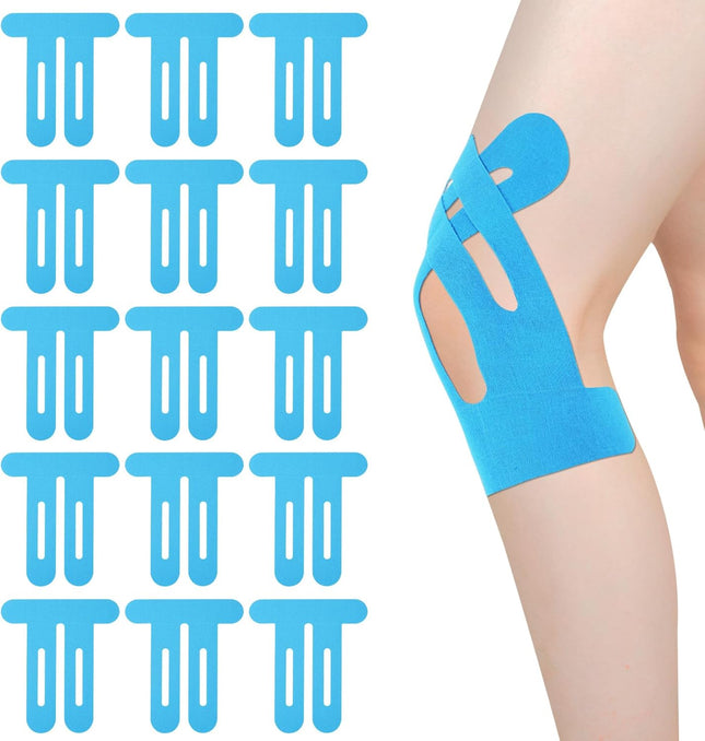 15pcs Precut Kinesiology Tape for Knees Breathable & Waterproof Pre Cut Sport Tape Running