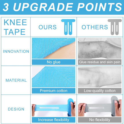 15pcs Precut Kinesiology Tape for Knees, Breathable & Waterproof Pre Cut Sport Tape Running Accessories Elastic Muscle Athletic Physio Kinetic Sticker Strips for Knee Stability and Muscle Support