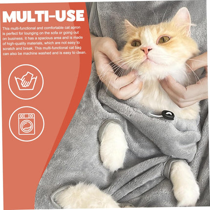 Cat Sling Soft Flannel Cat Apron with Claws Holes Multifunctional Adjustable Pet Carrier for Nail Cutting Cozy Sleeping Petting