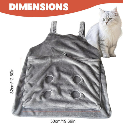 Cat Sling Soft Flannel Cat Apron with Claws Holes Multifunctional Adjustable Pet Carrier for Nail Cutting Cozy Sleeping Petting