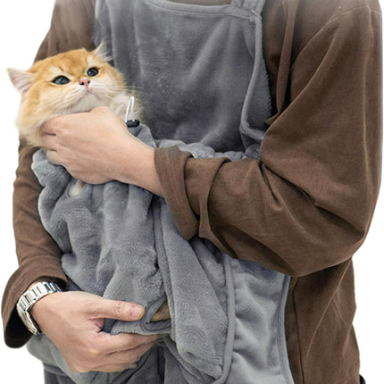 Cat Sling Soft Flannel Cat Apron with Claws Holes Multifunctional Adjustable Pet Carrier for Nail Cutting Cozy Sleeping Petting