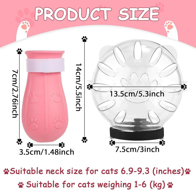 Cat Muzzle and Boots Set Cat Transparent Muzzle Prevent from Cats Biting Chewing Breathable – product detail