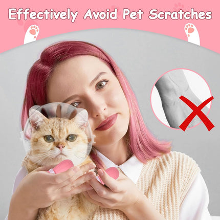 Cat Muzzle and Boots Set, Cat Transparent Muzzle Prevent from Cats Biting Chewing, Breathable Cat Adjustable Hood for Grooming, Adjustable Cat Anti-Scratch Foot Cover for Cats Bathing Nail Trimming