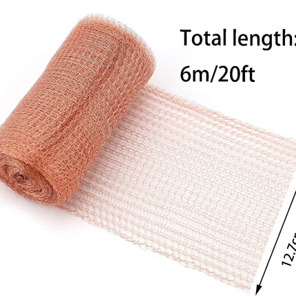 Copper Mesh Roll,Gap Blocker for Building Hole,Knitted Pure Copper Mesh Blocker for Mouse, Birds, Snail, Bat,DIY Fill Fabric,Protect Saplings&Seeds,Rodent Stopper Mesh for Home, Garden (20FT/6M)