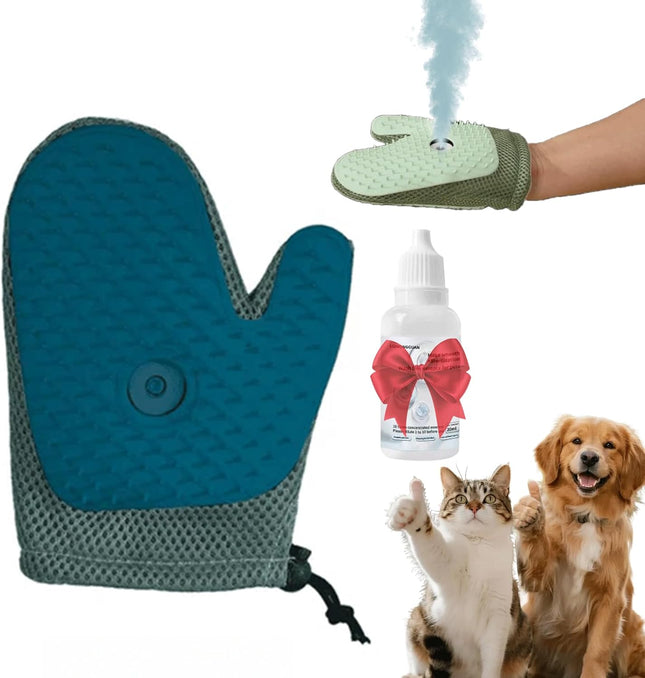 All-in-One Grooming Mist Glove for Pets Grooming Mist Glove for Pets Say Goodbye to Messy Use in Blue