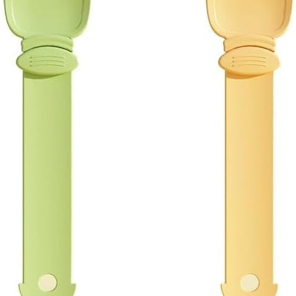 Cat Food Dispensing Spoons, 2-in-1 Design with Cat Head Shape, Orange/Green, Set of 2