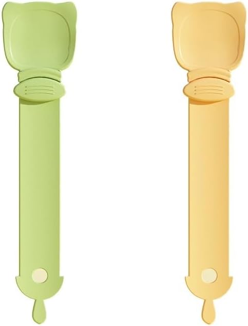 Cat Food Dispensing Spoons 2-in-1 Design with Cat Head Shape Orange/Green Set of 2 V1259-DP01-A-2741