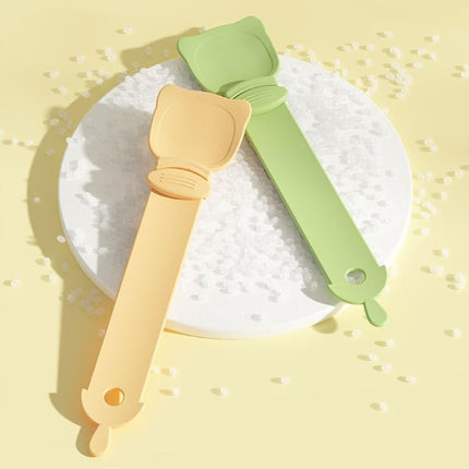Cat Food Dispensing Spoons, 2-in-1 Design with Cat Head Shape, Orange/Green, Set of 2