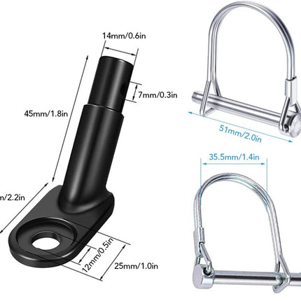 12mm Heavy Duty Steel Trailer Hitch Coupler with Safety Locking Pin for Kids and Pets, Fits QR and Solid Axles, Easy Installation, and Secure Bicycle Connector