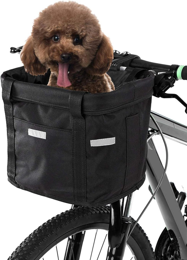Waterproof Removable Bicycle Front Basket with Aluminum Frame Pet Carrier & Multi-Purpose Handlebar Bag for