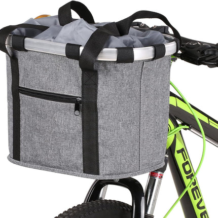Stylish Aluminum Alloy Bicycle Basket - Black Purple Coffee Grey - 34x28x25cm - 6kg Capacity - Oxford Cloth - Handlebar Mount Included