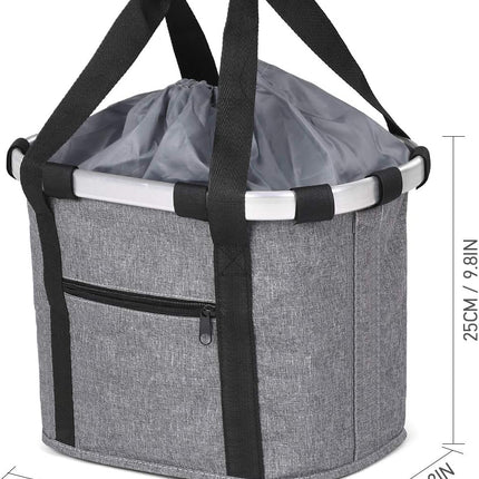 Stylish Aluminum Alloy Bicycle Basket - Black Purple Coffee Grey - 34x28x25cm - 6kg Capacity - Oxford Cloth - Handlebar Mount Included