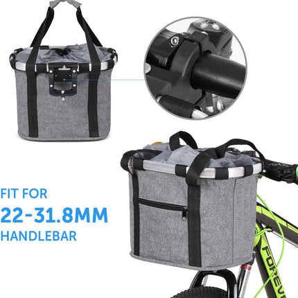 Stylish Aluminum Alloy Bicycle Basket - Black Purple Coffee Grey - 34x28x25cm - 6kg Capacity - Oxford Cloth - Handlebar Mount Included