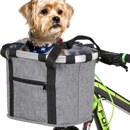 Stylish Aluminum Alloy Bicycle Basket - Black Purple Coffee Grey - 34x28x25cm - 6kg Capacity - Oxford Cloth - Handlebar Mount Included
