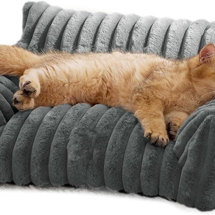 Cat Couch Bed Cute Pet Sofa Bed for Small Medium Large Cats Dogs Indoor with Non-Slip Bottom Washable Cover Fluffy Soft Comfortable Supportive Removable Cover Easy Maintenance Plush Cushion