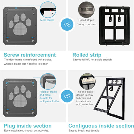 Pet Screen Door Sliding Screen Dogs Door with Magnetic Flap Lock Automatically for Medium Large Dogs