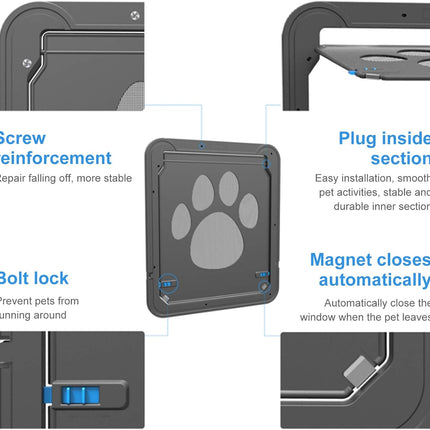 Pet Screen Door Sliding Screen Dogs Door with Magnetic Flap Lock Automatically for Medium Large Dogs