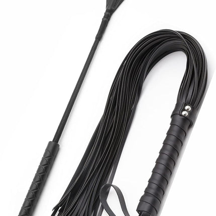 Horse Whip 27" Crop 18" Faux Leather Set Black Riding Whip Horse  and Crops Equestrian Horse Whip Set