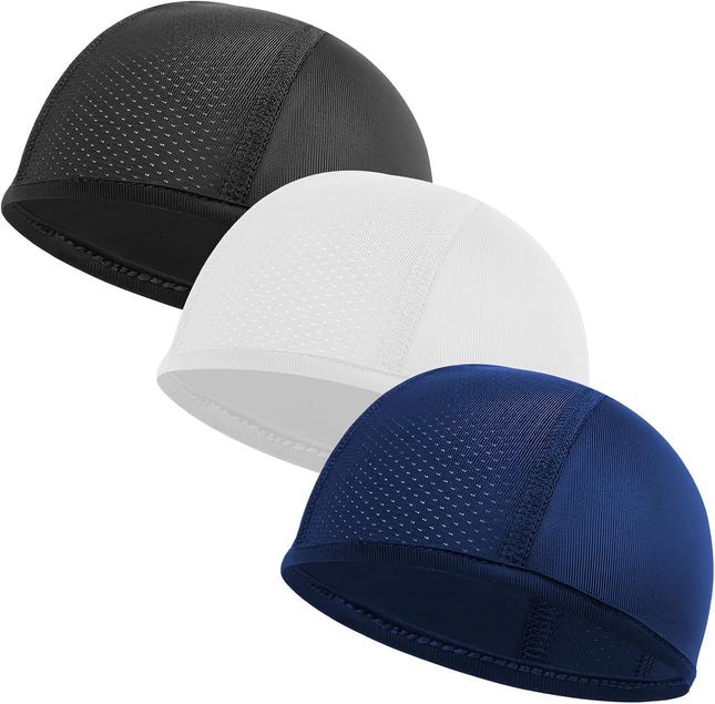 3 Pack Under Helmet Caps Breathable Cycling Helmet Liner Summer Cycling Skull Caps Wicking Running