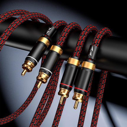 Auidophile 2RCA Male to 2RCA Male Stereo Audio Cable,Gold Plated | 4N Oxgen-Free Copper Core (6 Feet (2M))