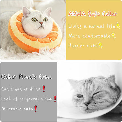 Adjustable Cat Cone Collar Soft, Cute Cat Donut Collar After Surgery, Kitten Recovery Cones to Stop Licking
