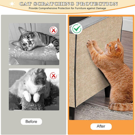 Cat Scratching Carpet,15.8"x78.7"Cat Climbing Pad,Self-Adhesive Cat Scratch Mat,Sticky Scratch Wall Mat, Furniture Protector for Floor Couch Sofa Door Corner(Khaki)