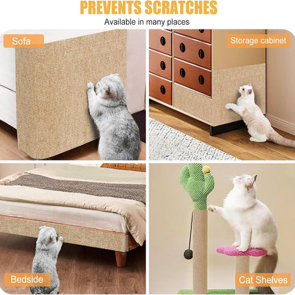 Cat Scratching Carpet,15.8"x78.7"Cat Climbing Pad,Self-Adhesive Cat Scratch Mat,Sticky Scratch Wall Mat, Furniture Protector for Floor Couch Sofa Door Corner(Khaki)