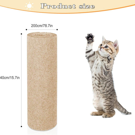 Cat Scratching Carpet,15.8"x78.7"Cat Climbing Pad,Self-Adhesive Cat Scratch Mat,Sticky Scratch Wall Mat, Furniture Protector for Floor Couch Sofa Door Corner(Khaki)