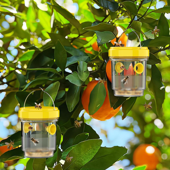 2pcs Wasp Trap Yellow Hornet Bee Traps Catcher with Hanging Non-Toxic PP Plastic Jacket Traps for – product detail