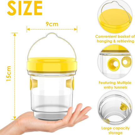 2pcs Wasp Trap, Yellow Hornet Bee Traps Catcher with Hanging Non-Toxic PP Plastic Jacket Traps for Outdoors/Garden - Yellow
