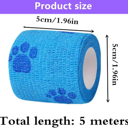 4 Rolls Pet Self Adhesive Bandage, Pet Vet Wrap Tape Waterproof Non-Woven Cohesive Gauze Rolls for Dog Cat Animals, Cohesive Bandages for Wrist Healing Ankle Sprain & Swelling Sport (2 x 5 Yards)