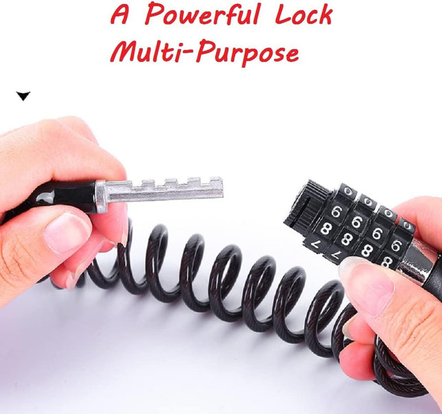 2PCS Black Motorcycle Helmet Lock Portable Password Combination Security 59 Inch for Bicycle – product detail