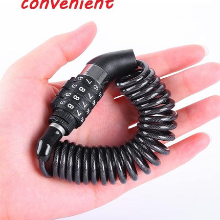 2PCS Black Motorcycle Helmet Lock, Portable Password Combination Security 59 Inch for Bicycle Suitcase Luggage 4 Digit Little Cable Lock, Retractable Stroller