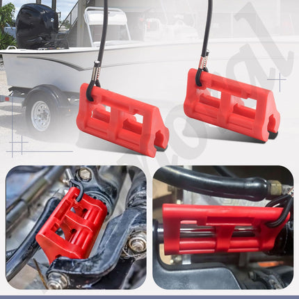 Red Hydraulic Steering Locks, Outboard Motor Steering Lock for Most Steering Cylinder Rods On Outboard Engines, in Position When Towing - Transom Savers for Outboard Motor Trailering/Transport